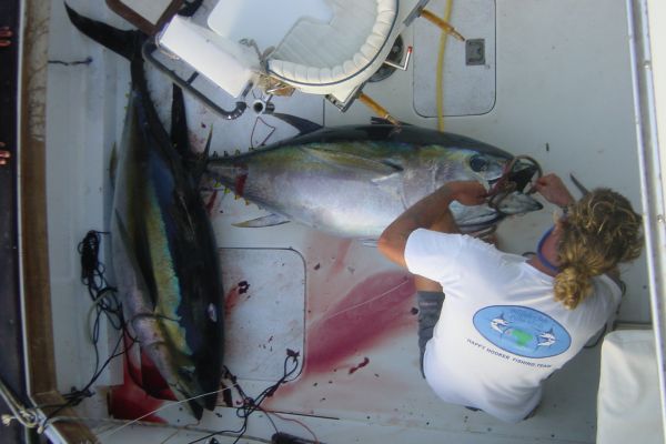 Captain Berno Niebuhr with two tunas